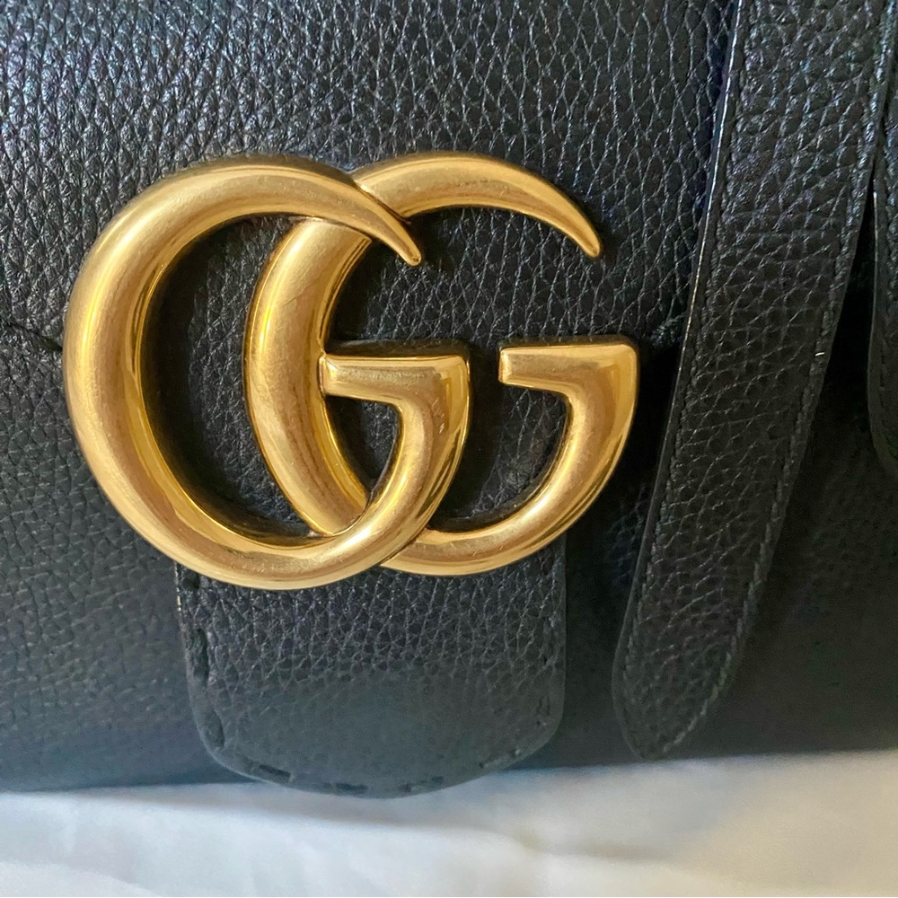 GUCCI GG MARMONT LEATHER TOP HANDLE BAG 421890 BLACK - Picture 6 of 15